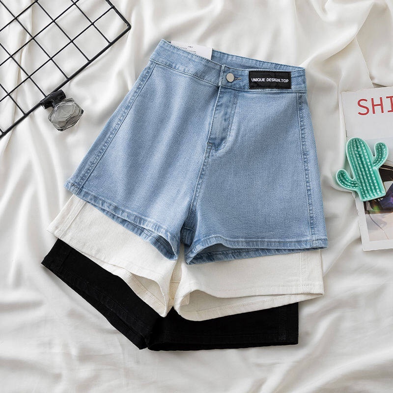 Quần Short denim Lưng Cao Dễ Phối Đồ Phong Cách Hàn Quốc Cho Nữ Plus size