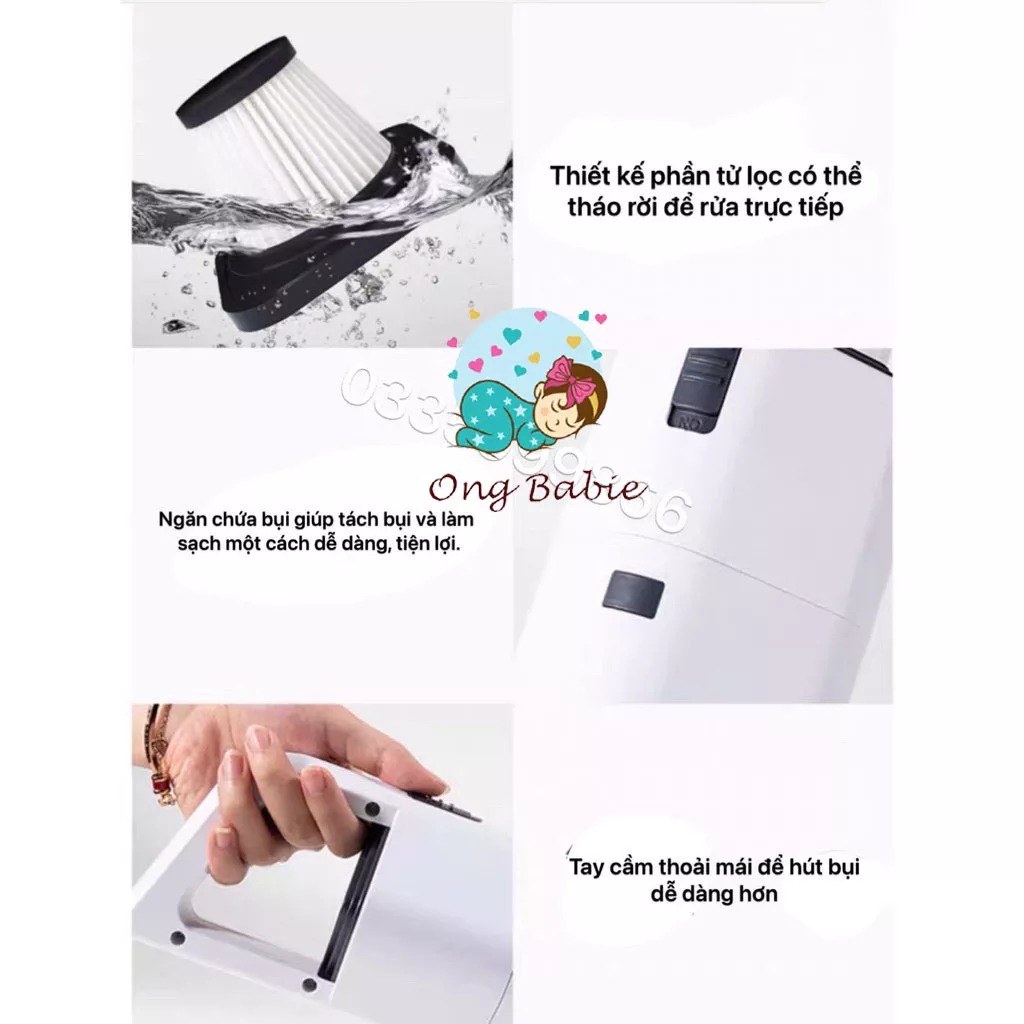 Máy hút bụi gia đình12V Công suất cao không dây 120W máy hút bụi ô tô  hút mạnh Cũng có thể hút lông thú cưng