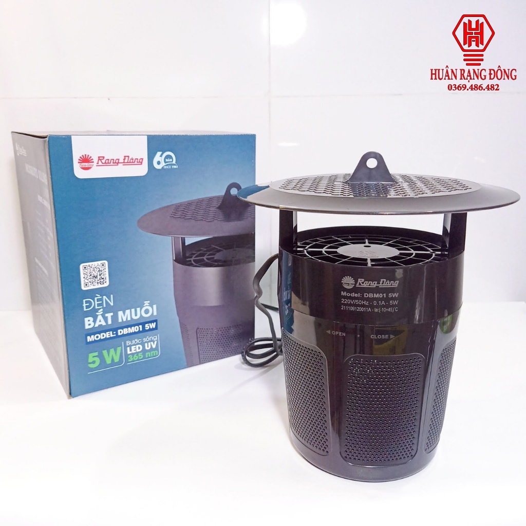 Đèn Bắt Muỗi Công Suất 5w Cao Cấp Chính Hãng Rạng Đông - Sử Dụng Led UV Có Bước Sóng 365nm Model: DBM01 5W