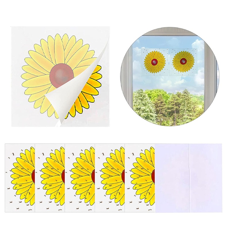 Set 20 Miếng Dán Cửa Sổ Bẫy Ruồi Muỗi Và Côn Trùng Hình Hoa Hướng Dương