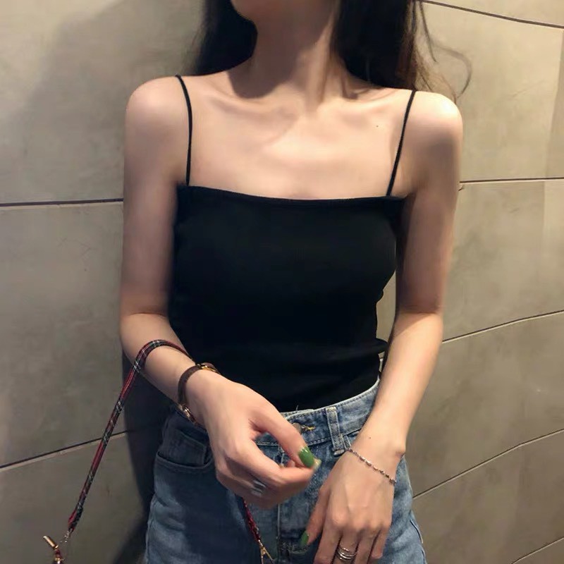 Áo Quây - Áo 2 Dây Croptop Chất Bo Zip Siêu Sexy 2 Màu Trắng Đen