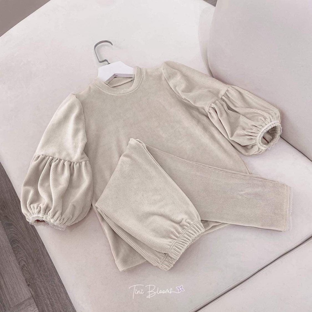 Bộ nhung cho bé tay bồng cho bé gái từ 1-10 tuổi Tini Blooms B02