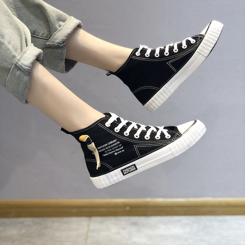 IELGY high-top canvas shoes women's white casual sports