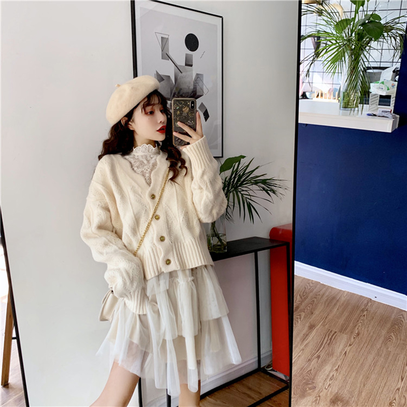 SUXI Áo khoác Cardigan dệt kim màu trơn tối giản dành cho phái đẹp