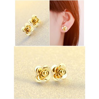 Bông tai titan hoa trà màu vàng tươi