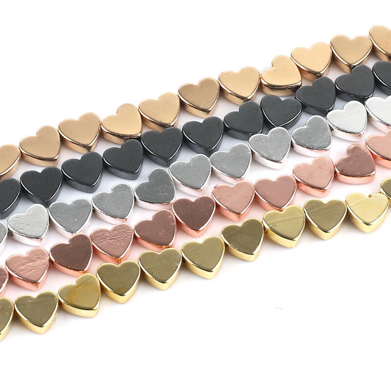 Chuỗi hạt đá hematite hình trái tim lỗ xỏ lớn dành cho làm trang sức thủ công