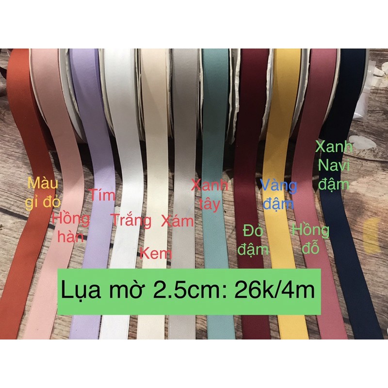 4m ruy băng lụa mờ rộng 2.5cm