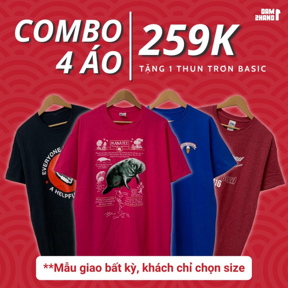 Áo Thun Mỹ 2Hand - Tự Chọn Size, Không Lựa Mẫu - Mẫu Chữ Ít Hình Đẹp