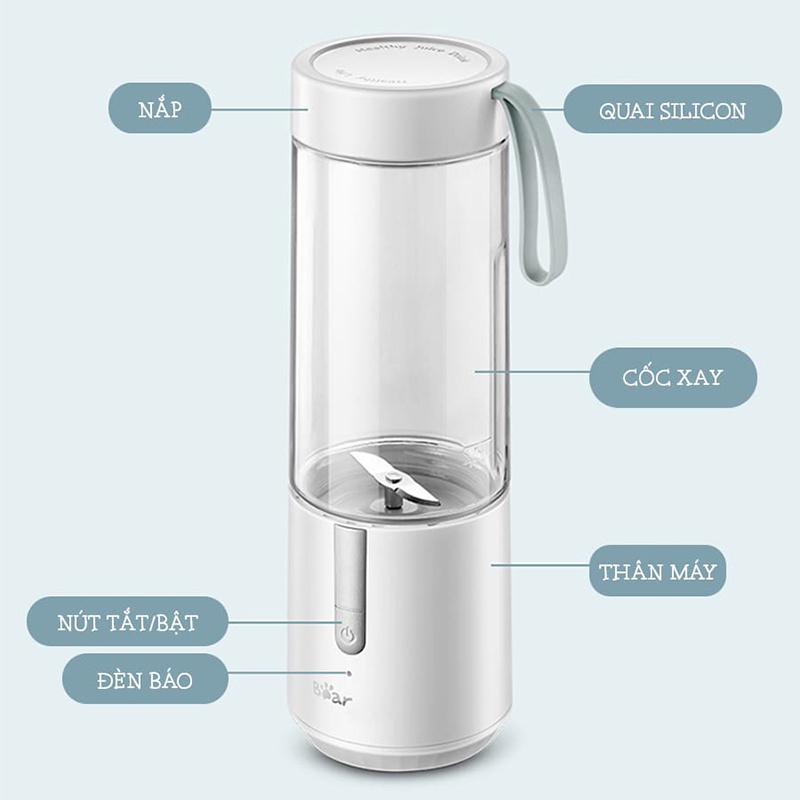 Máy Xay Sinh Tố Cầm Tay Đa Năng Bear Dung Tích 350L Chính Hãng