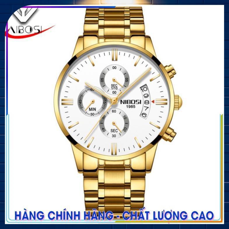 [CAO CẤP] Đồng hồ nam NIBOSI 1985 dây thép đúc đẳng cấp doanh nhân chạy 6 kim