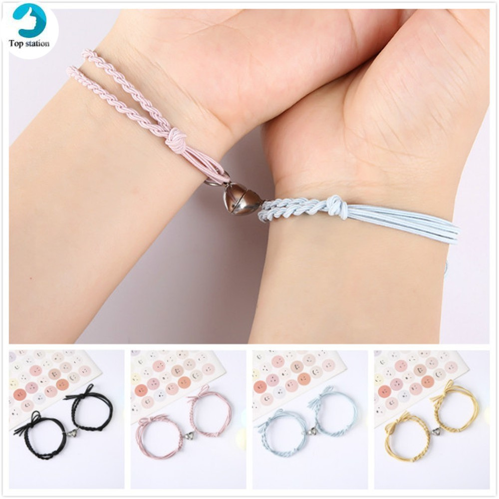 Bộ 2 Vòng Tay Hợp Kim Đính Đá Hình Trái Tim Xinh Xắn