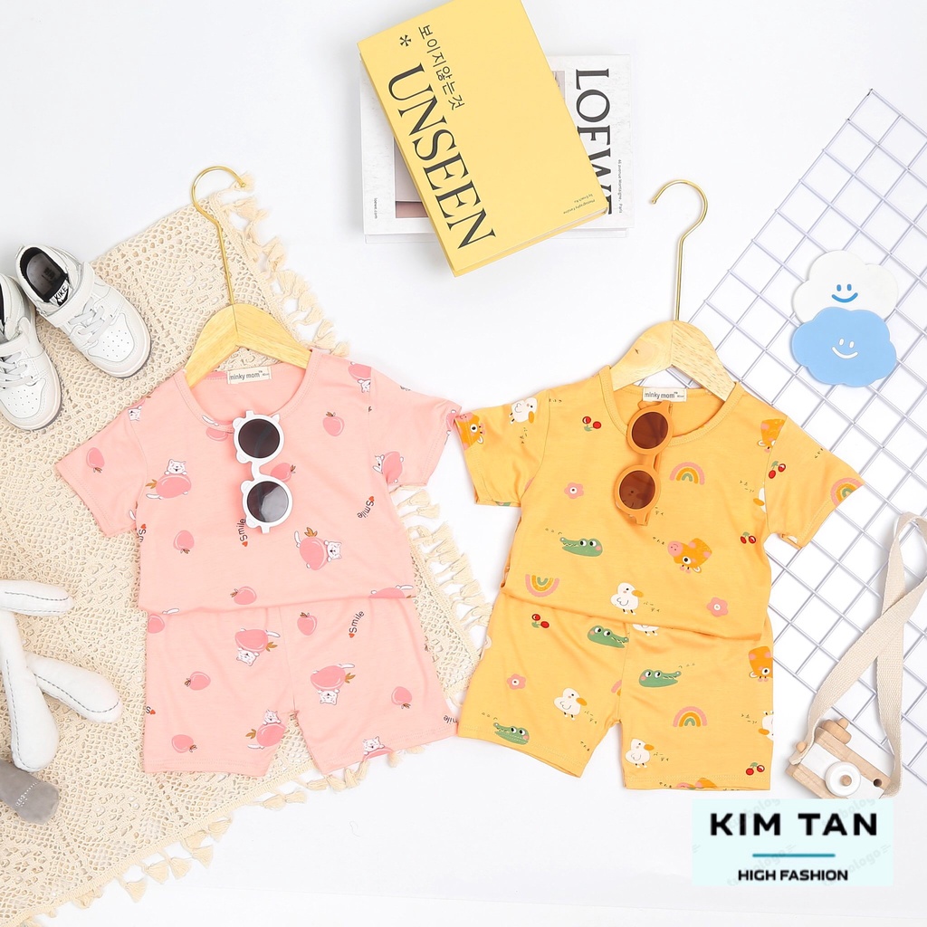 Bộ MINKY MOM Cộc Tay ⚡FREESHIP⚡ Chất Thun Lạnh Cho Bé Trai, Bé Gái Thoải Mái Thoáng Mát Ngày Hè