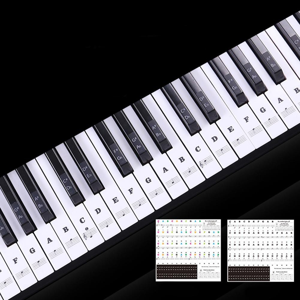 Sicker Nốt Nhạc Dán Phím Đàn Piano-Organ (Decal dán phím piano màu đen-trắng)