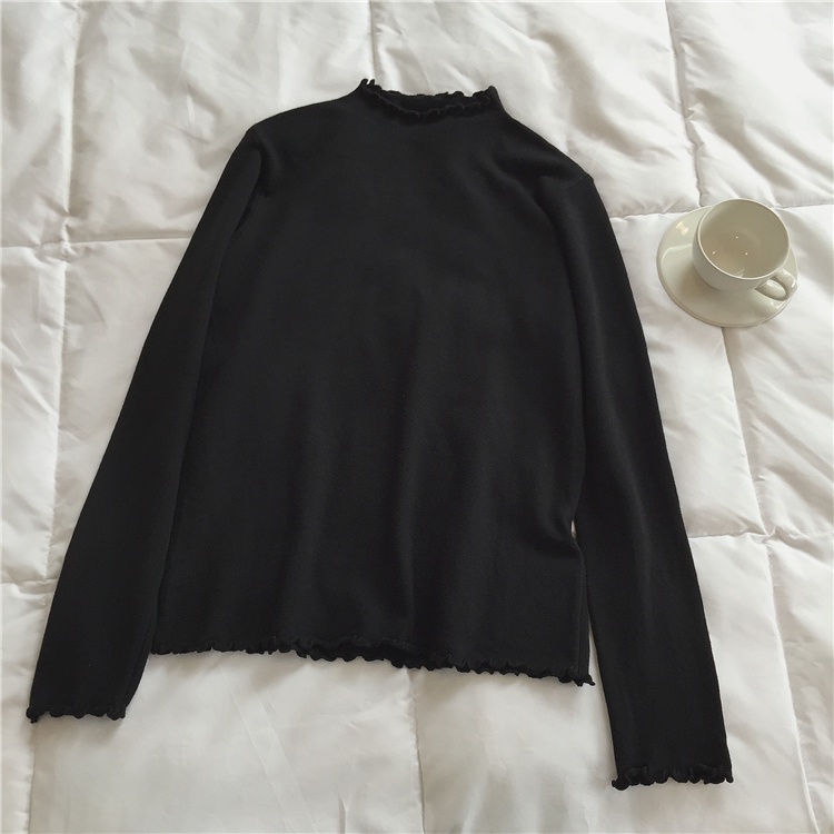 NUZIRO  Áo len thời trang nữ dài tay màu sắc đơn giản