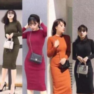 Váy len gân body siêu tôn dáng