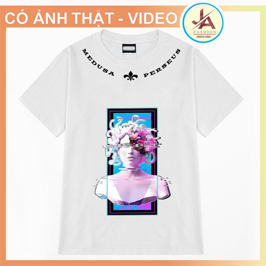 Áo thun tay lỡ tượng medusa hoa nhiều màu , áo phông unisex nam nữ JASHOP