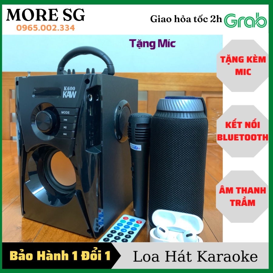 [TẶNG KÈM MIC] Loa Bluetooth Karaoke, Loa Hát Karaoke Bluetooth KAW K500, K600 Cao Cấp Công Suất Lớn, Âm Thanh Sống Động