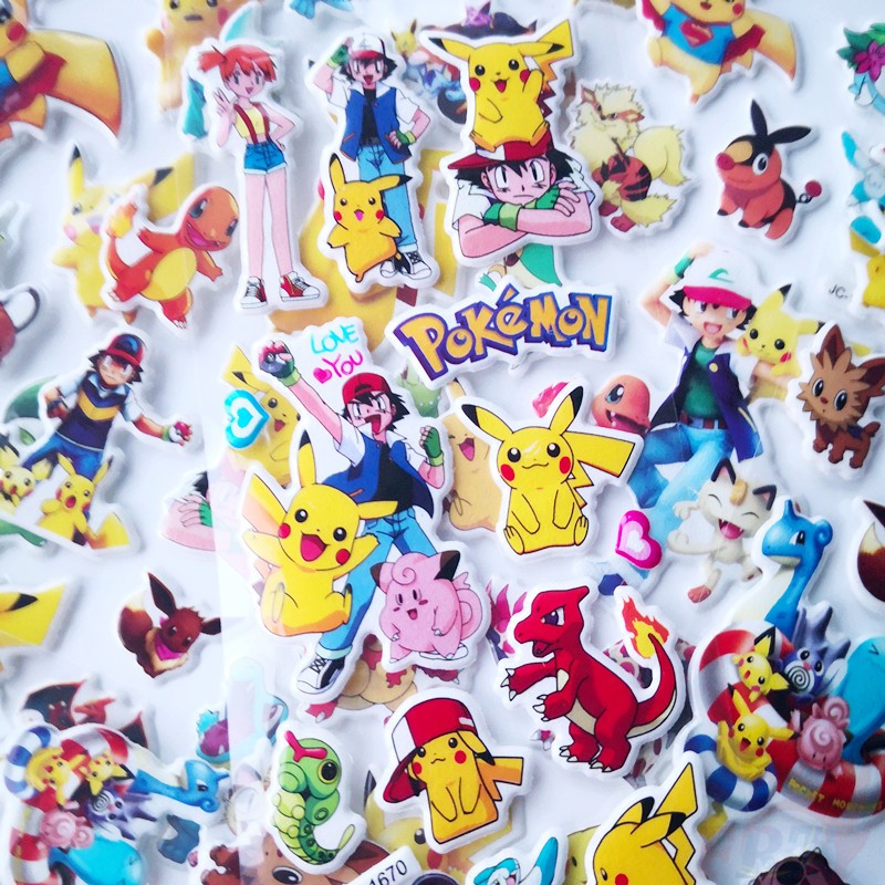 ▶ Miếng Dán Đồ Chơi Pokemon Go DIY ◀ Set 1 Tấm/5 Tấm Hình Dán Hoạt Hình 3D Xinh Xắn Cho Bé
