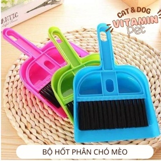 Bộ hốt phân chó mèo kèm chổi mini kích thước 13x12cm