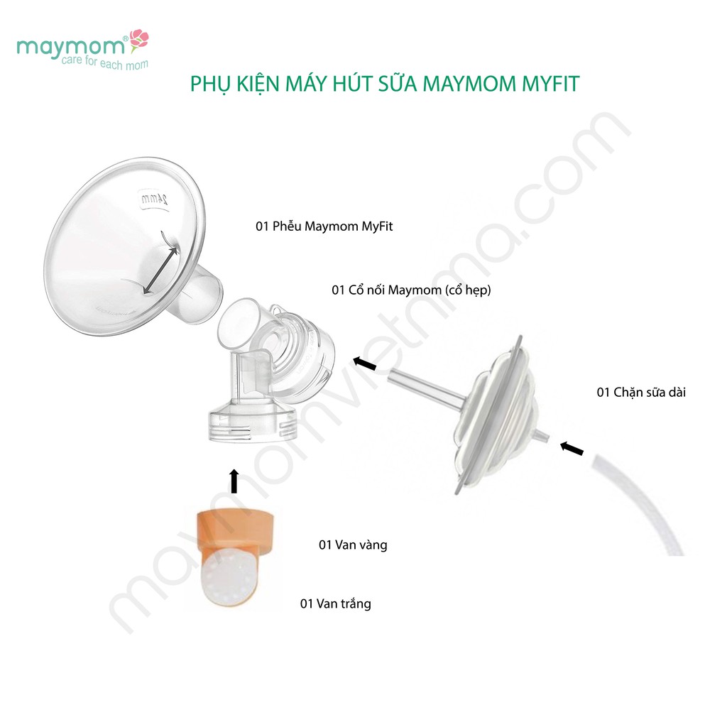 Phụ kiện Máy hút sữa Maymom Myfit cổ hẹp kèm Chặn sữa dài (không bình-1 bên)