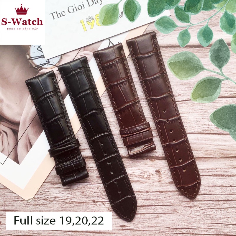 [CHÍNH HÃNG] Dây đồng hồ da Tissot  size 19,20,21,22mm Không khóa dây dập vân logo (ĐỦ 2 MÀU