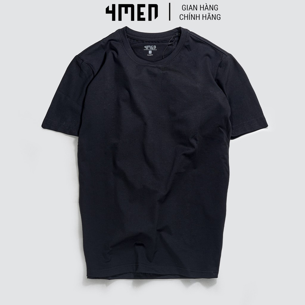 Áo thun nam đẹp 4MEN trơn basic cổ tròn ngắn tay, form suông, vải cotton đẹp cao cấp, co giãn, thoáng mát 051 | BigBuy360 - bigbuy360.vn