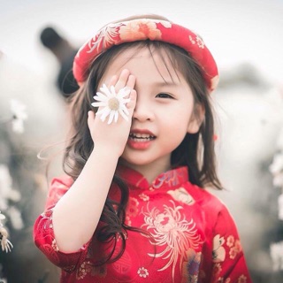 Áo dài gấm bé gái loại 1