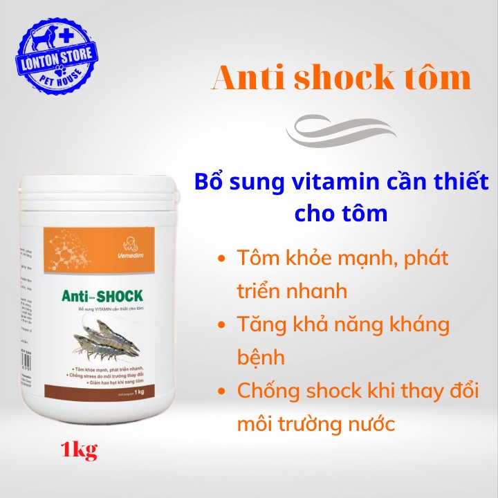 VEMEDIM Anti Shock tôm - bổ sung vitamin tăng đề kháng, giúp tôm khỏe, lon 1kg