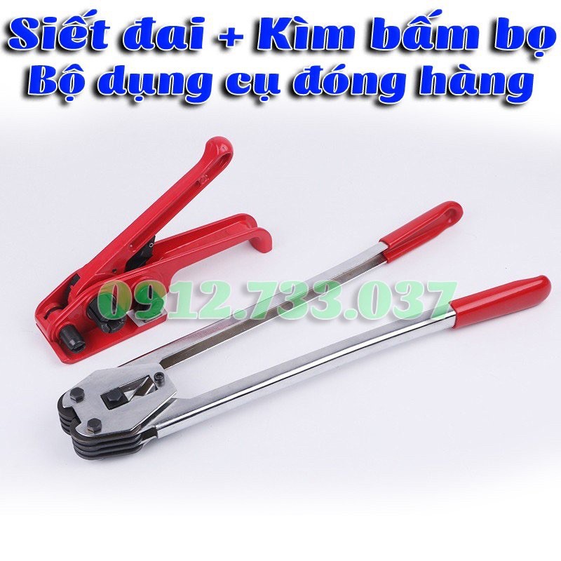 Siết đai + Kìm bấm bọ dây đai nhựa PET PP