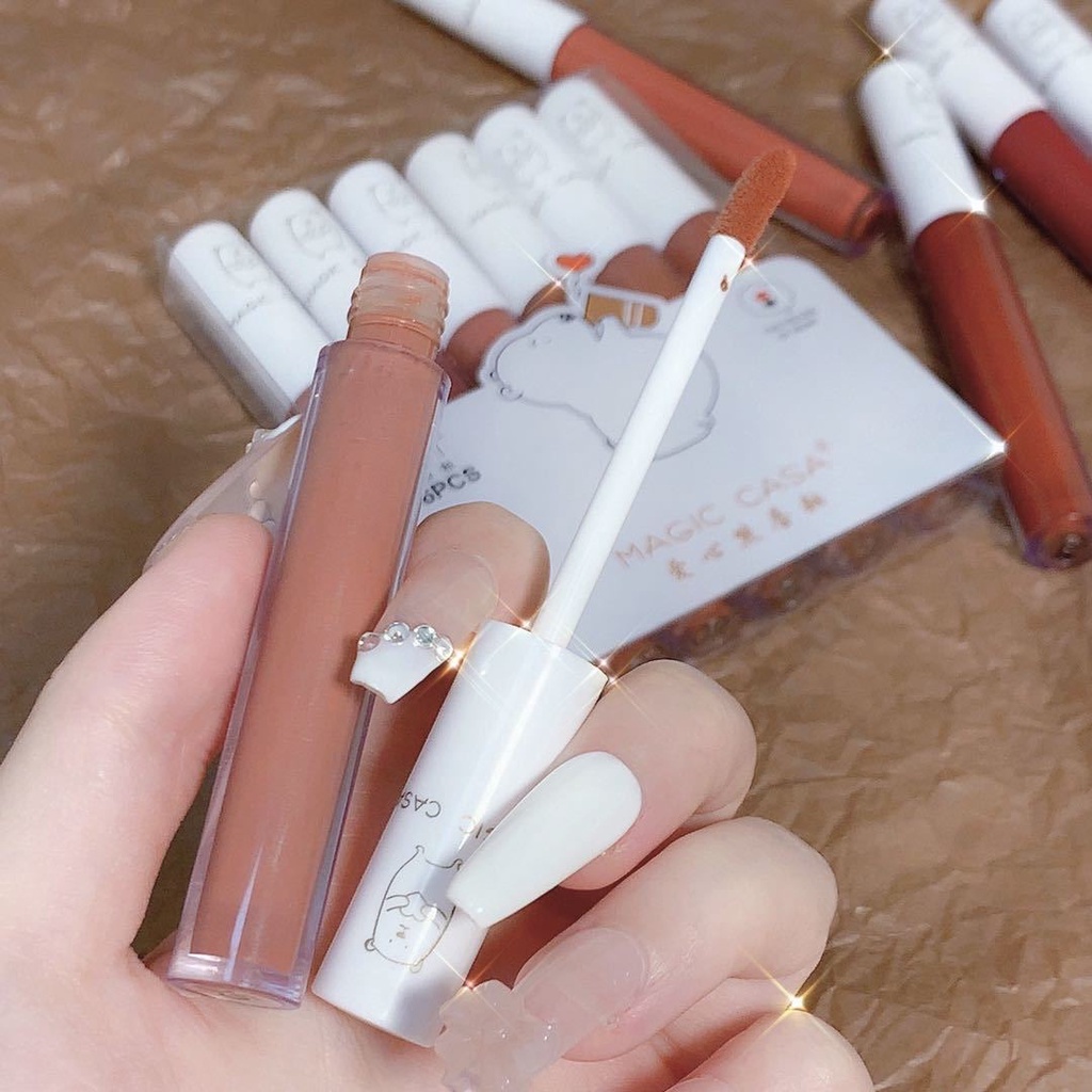 Set 6 Son Kem Lì Mịn Mượt Như Nhung Không Phai Màu Và Không Dính Cốc