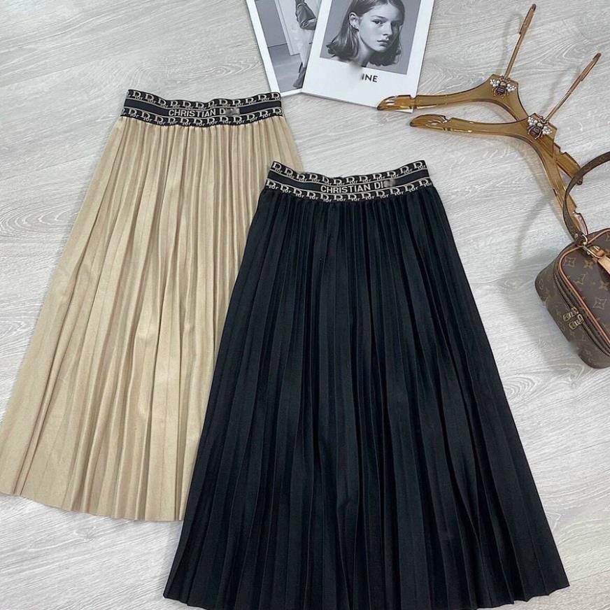 Chân váy dạ dáng dài nữ xếp ly TEMA - Chân váy xếp ly cạp chun | BigBuy360 - bigbuy360.vn