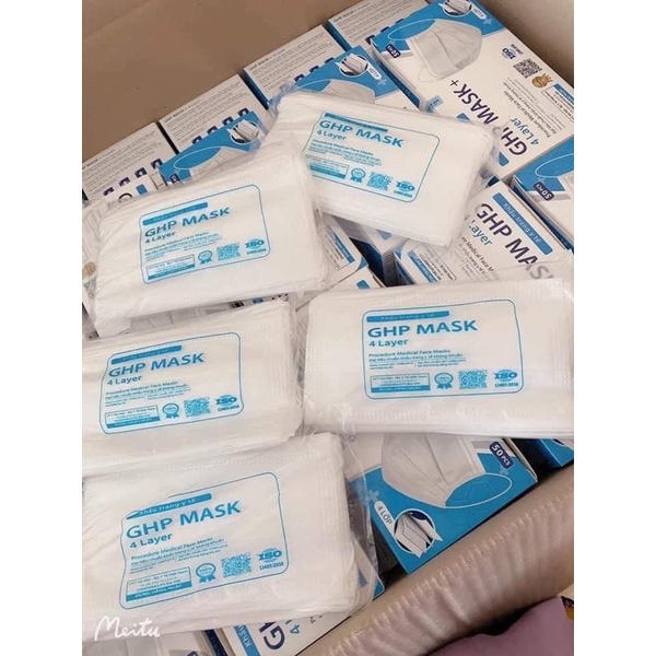 Khẩu Trang Y Tế FREESHIP Khẩu Trang 4 Lớp Kháng Khuẩn GHP MASK (hộp 50 cái Màu Trắng)