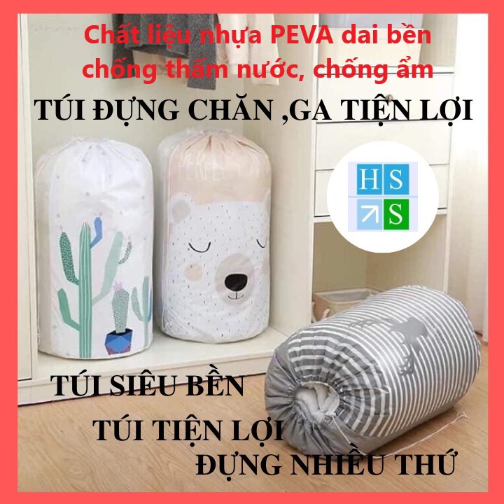 Túi đựng chăn màn quần áo dây rút nhựa PEVA chống thấm, chống bụi, bền đẹp tiện dụng (Giao mẫu ngẫu nhiên)