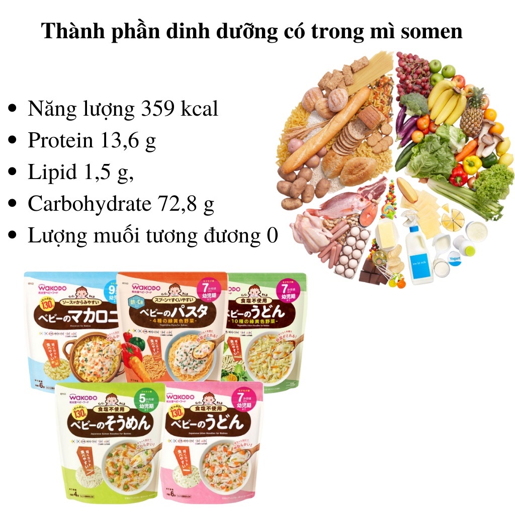 Các loại Mì, Nui Wakodo Cho Bé Từ 6- 9 Tháng Tuổi - Nhật Bản (130g)