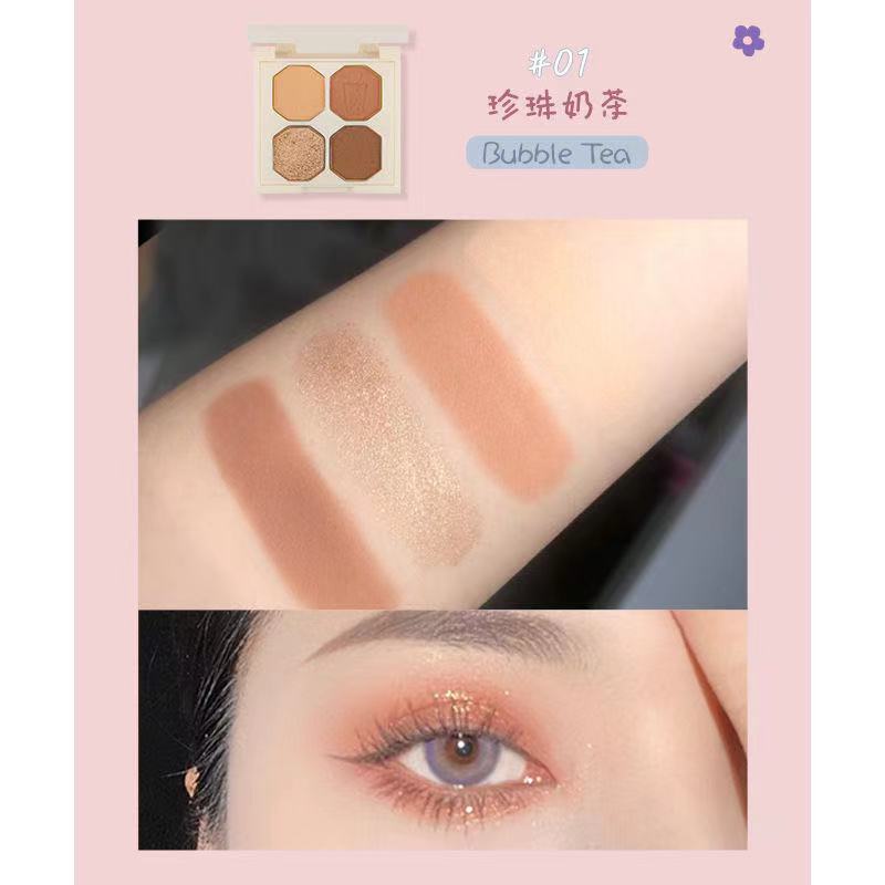 Bảng Phấn Mắt 4 Màu Sắc Hiệu Ứng Lì/ Ánh Nhũ Chống Nước Bền Màu Dài Lâu JP6 YUE