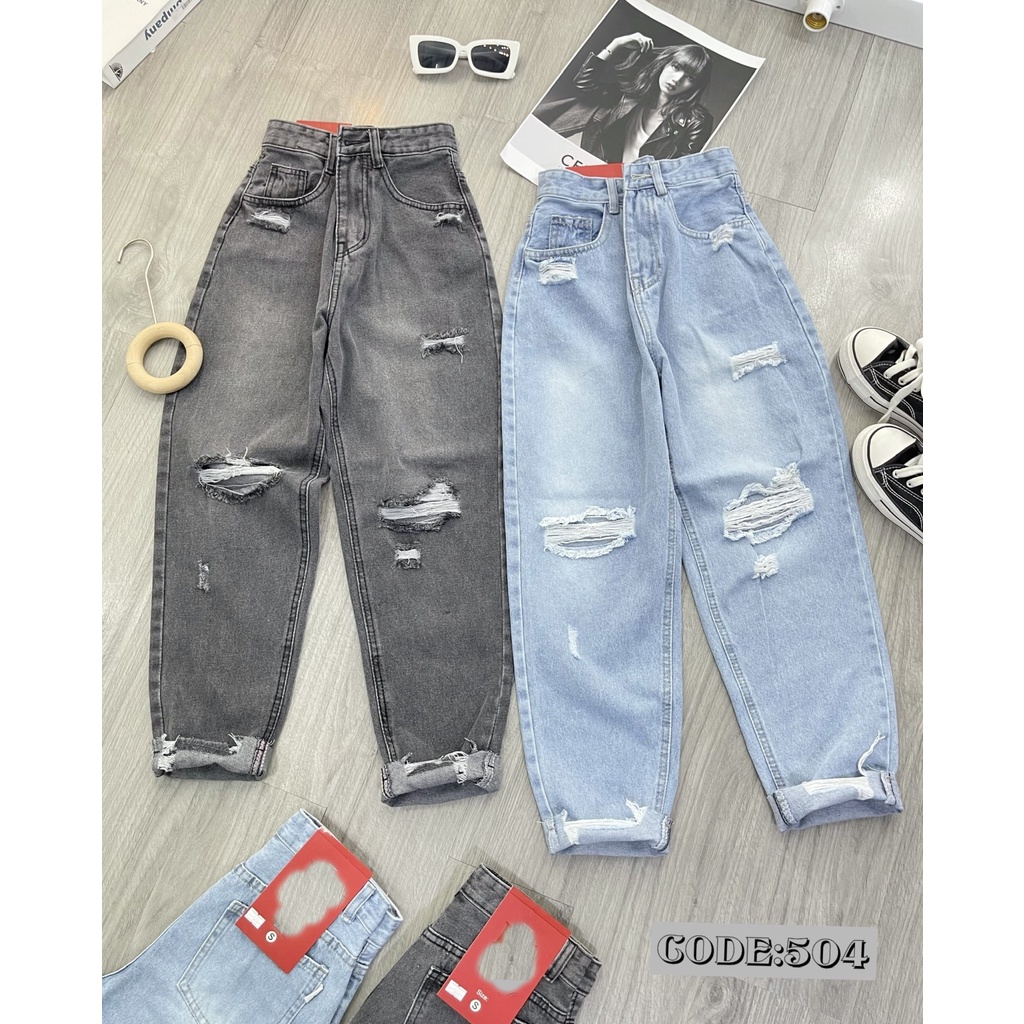 [VIDEO+FREESHIP ] QUẦN BAGGY JEANS NỮ LƯNG CAO LAI TUA RÁCH CÀO ĐÙI XANH NHẠT XÁM NHẠT MỀM MỊN DÀY DẶN PHÁ CÁCH HADI