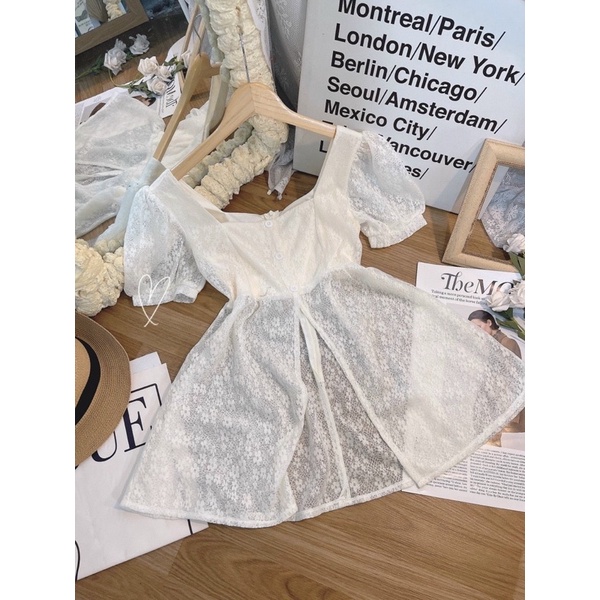 SET ÁO PEPLUM REN XẺ + QUẦN SHORT NÂU