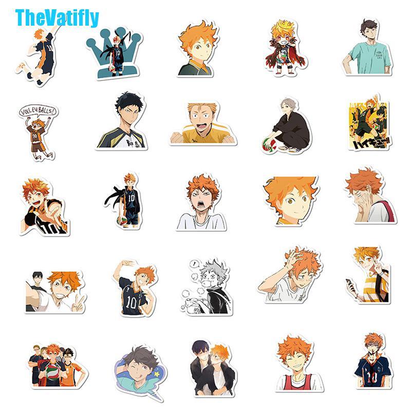 Bộ 52 Miếng Dán Trang Trí Hình Anime Haikyu Dễ Thương