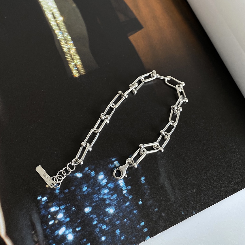 Vòng Tay Dây Xích Dạng Chữ U Đơn Giản Thời Trang Cho Nam Nữ