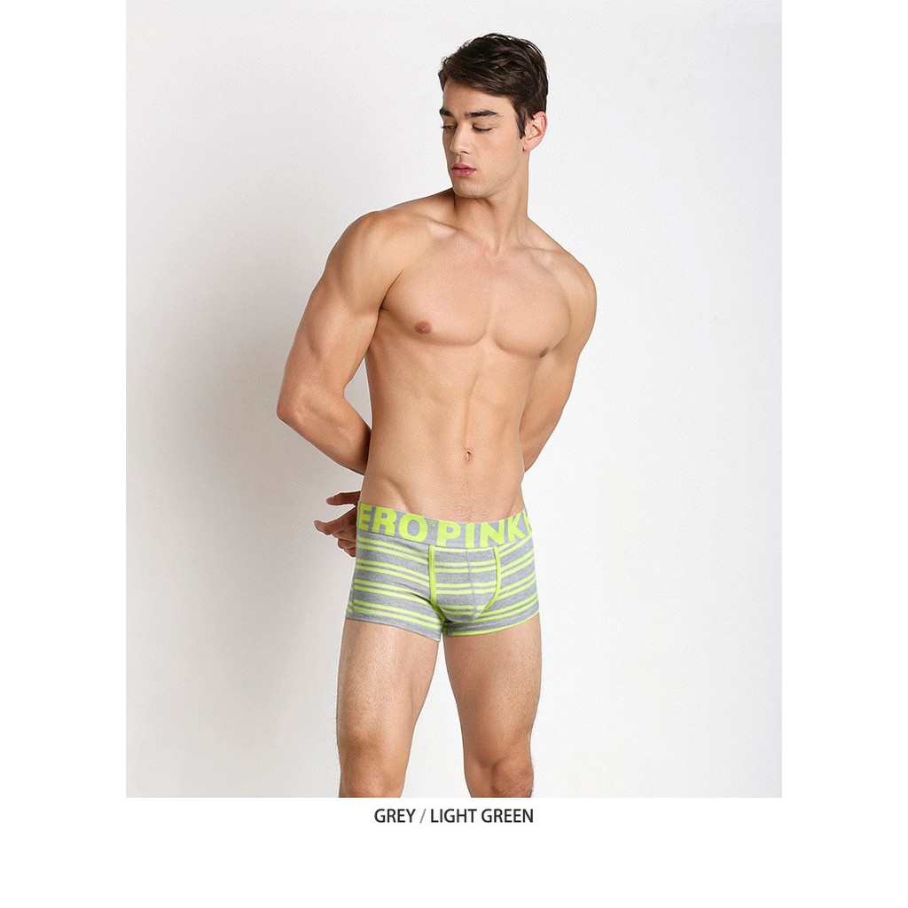 Quần lót nam cao cấp, quần lót nam boxer phối sọc Pink Hero LN0089