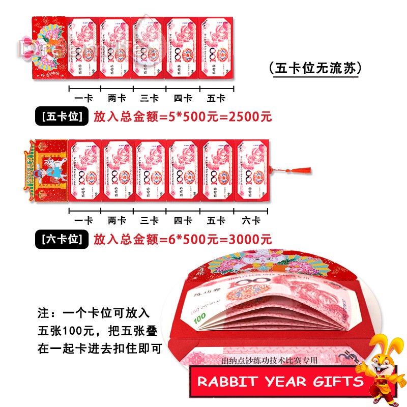 Bao Lì Xì Năm Mới 2023 Màu Đỏ In Họa Tiết Thỏ Xinh Xắn