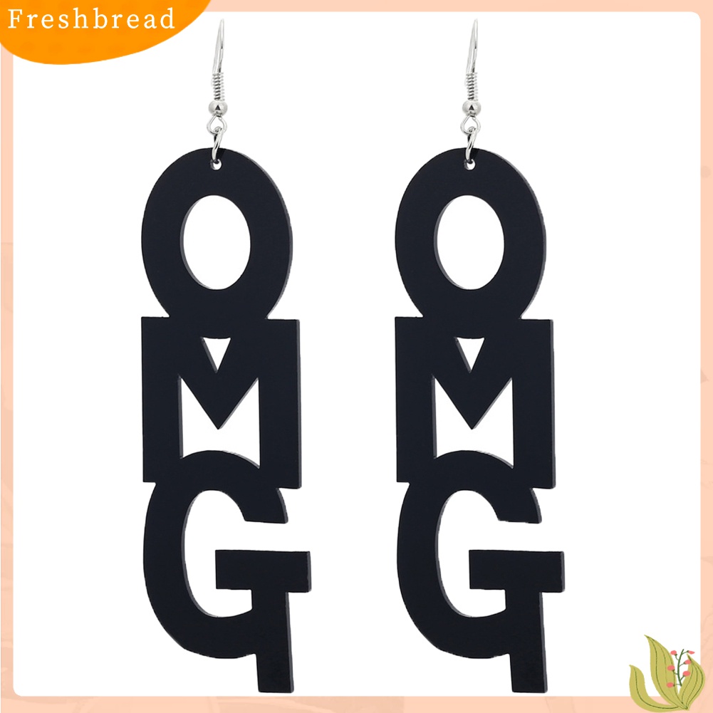 Bộ Đồ Thời Trang Thiết Kế Dễ Thương Cá Tính| Bông Tai Dài Bằng Acrylic In Chữ OMG Phong Cách Hip Hop Thời Trang Cho Nữ