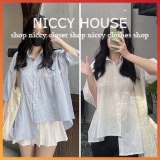 Áo sơ mi lệch tà, áo babydoll cổ đức lệch tà siêu xinh