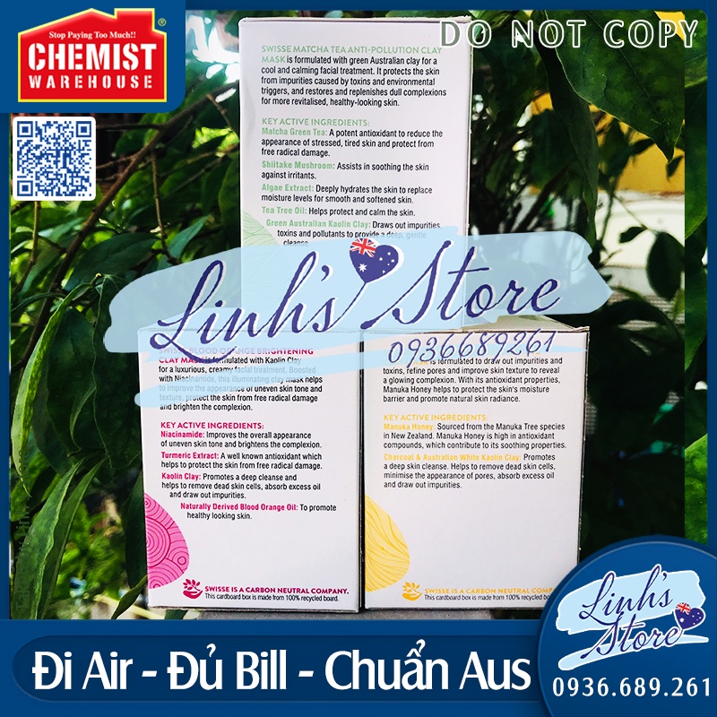 70g - Mặt nạ thải độc Swisse Skincare Manuka Honey Detoxifying Facial Clay Mask 💙 Chemist Warehouse - Úc