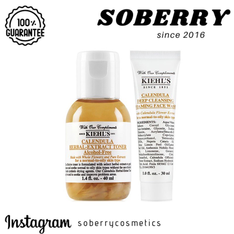Set dưỡng da Kiehl's Minisize : Toner hoa cúc 40ml + Sữa rửa mặt Hoa cúc 30ml