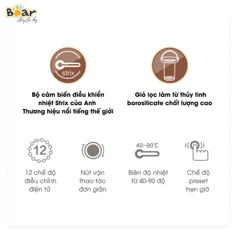 Máy Pha Trà Bear SUBE011 - Bản Quốc Tế Tiếng Anh - Hàng chính hãng, Bảo hành 12 tháng