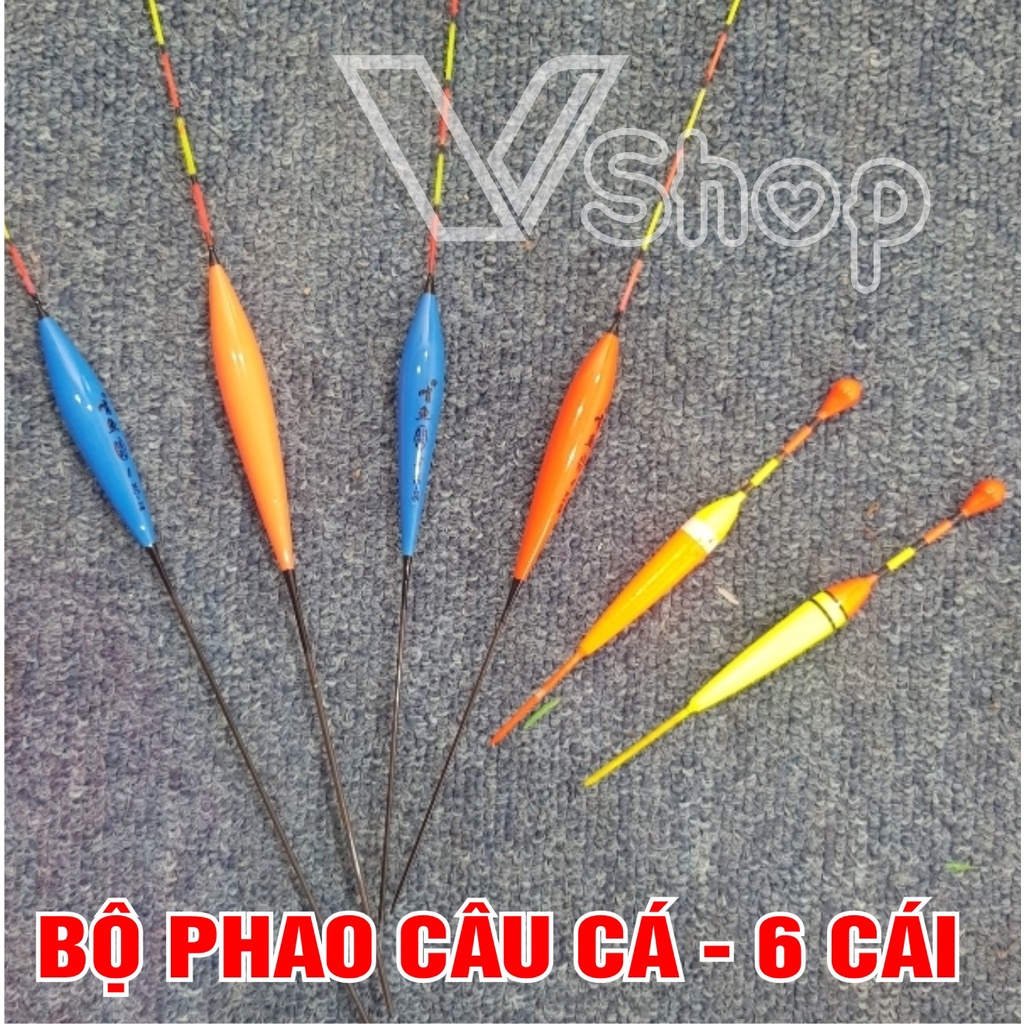 Bộ phao câu cá, 6 cái, sức nổi tốt, độ bền cao.