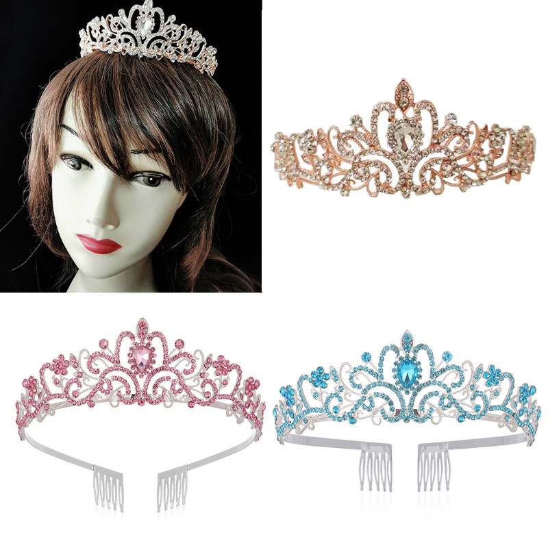 Flgo Vương Miện Đính Đá Pha Lê Kèm Lược Cài Dành Cho Cô Dâu Trong Tiệc Cưới Hóa Trang Halloween