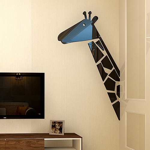 Tranh dán tường mica 3d decor khổ lớn hươu cao cổ Dán Cửa trang trí mầm non, phòng cho bé Nhiều Size - EPeBen