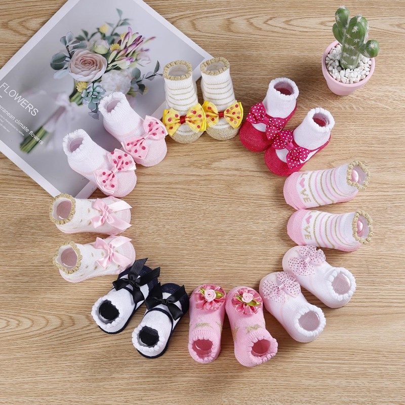 Tất đính nơ thời trang đáng yêu cho bé gái 0-24 tháng tuổi